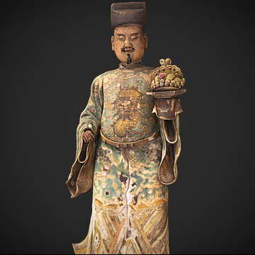 傳統雕塑的數字化珍藏：古代天官彩繪木雕造像